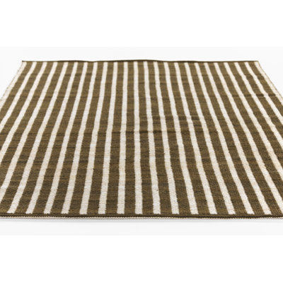 Acerra Brown Hand-Woven Striped Outdoor Rug