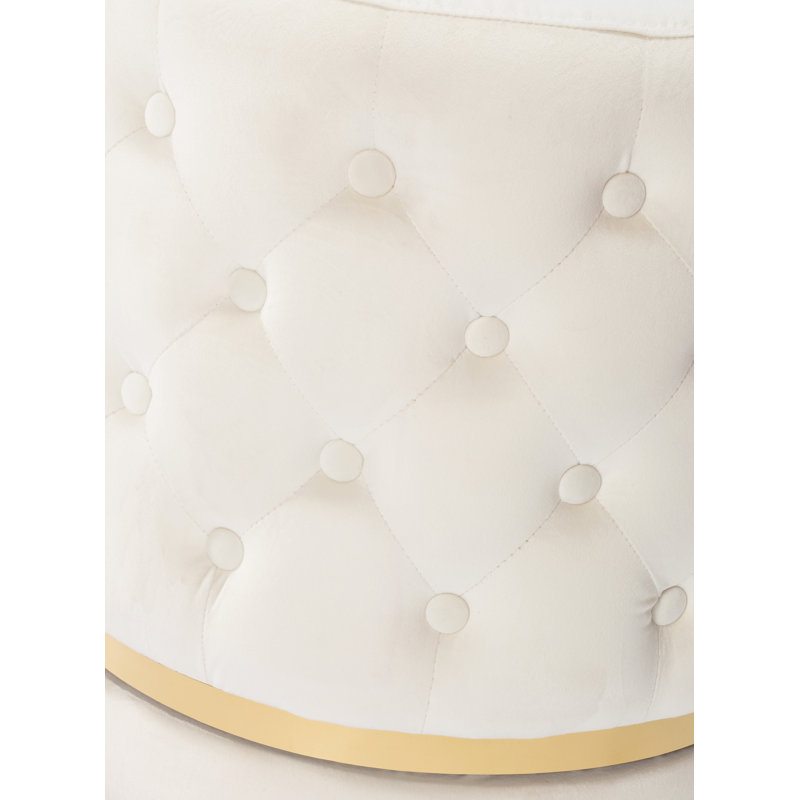 Repose-pieds standard de couleur unie en velours touffeté et large 18 po Vancouver, Velours blanc