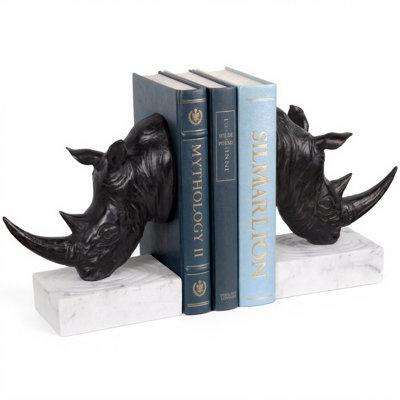 Rhinoceros Head Decorative Bookends