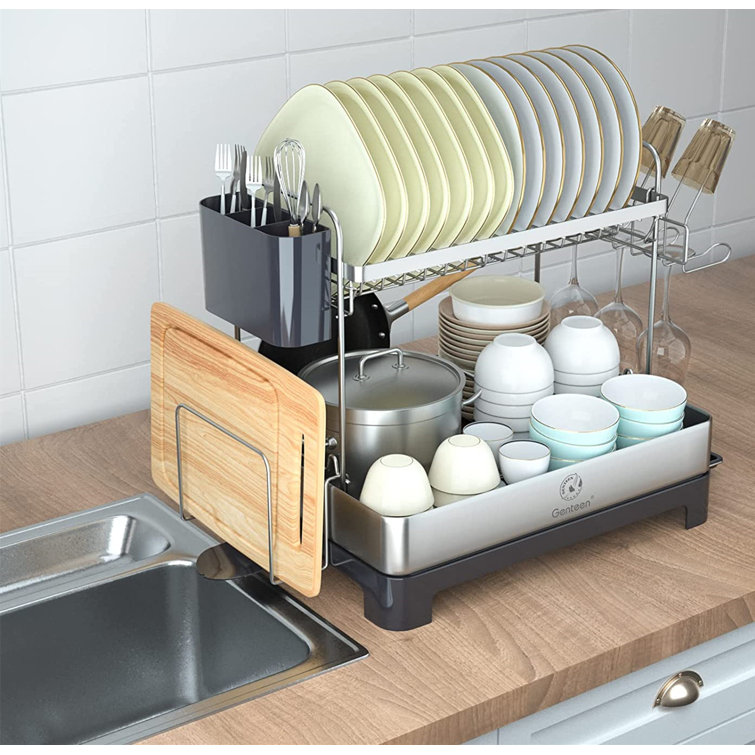 Navaris Dish Drainer Rack - Plate, Cutlery, Pots and Pans Drying
