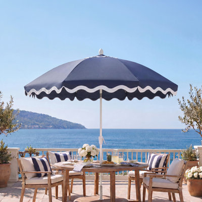Parasol de marché festif bohémien classique de 8 pi avec manivelle inclinable, évent et protection contre les rayons UV Marina