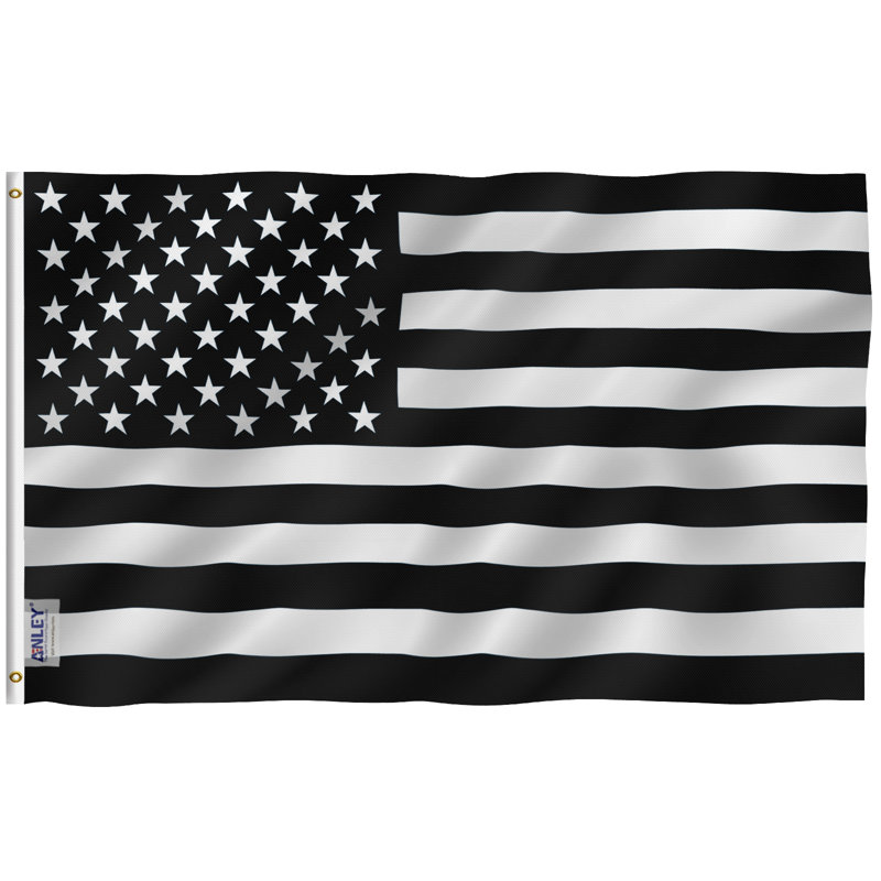 Drapeau de maison mince en polyester américain noir et blanc 36 x 60 po