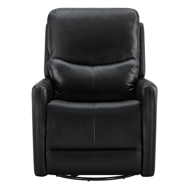 Genuine Leather Swivel Power Recliner, Florida Black