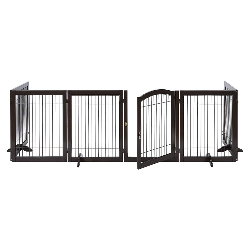 Free Standing Pet Gate With Door, Espresso