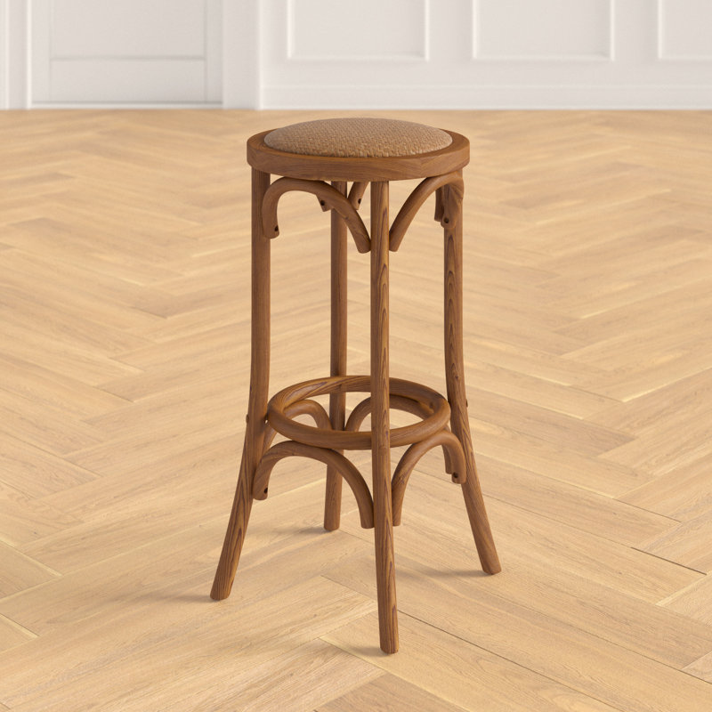 Rae 30" Walnut Brown Elm Wood Rustic Backless Bar Stool