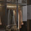 Armoire moderne 3 pièces avec portes en verre trempé et structure en aluminium, armoire lumineuse à DEL 3 couleurs avec armoire supérieure