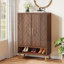 Armoire de rangement 29,52 pouces en bois noyer à 6 niveaux avec portes