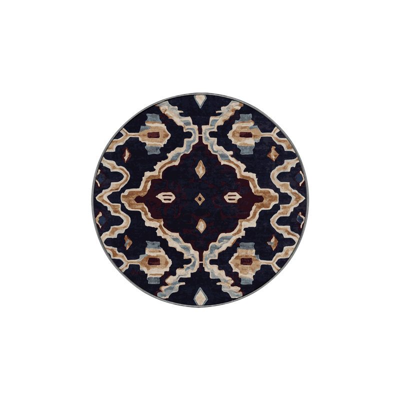 Machine Washable Purple Area Rug, Round 5'