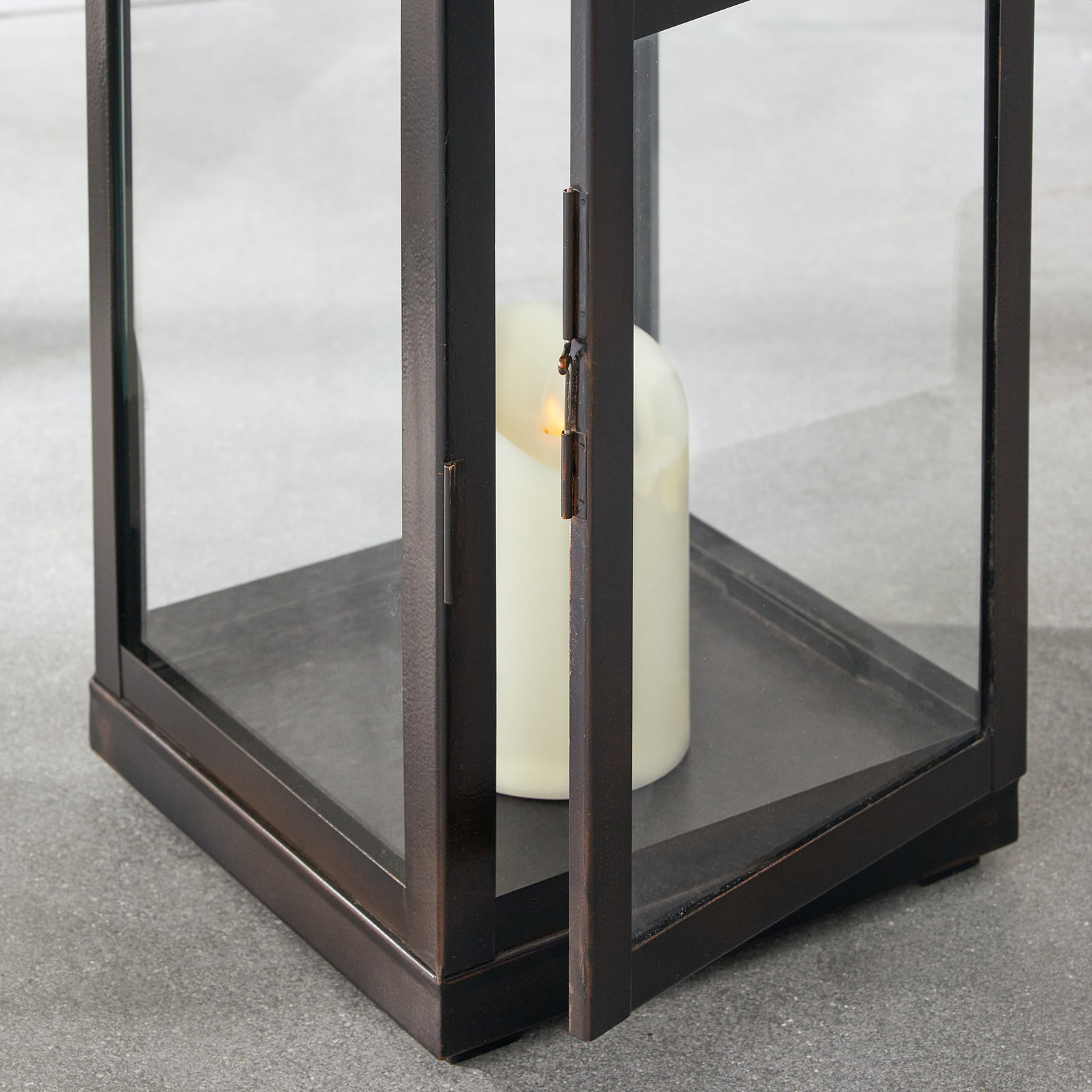 Idora Stainless Steel Floor Lantern, 21" H x 9.5" W x 9.5" D