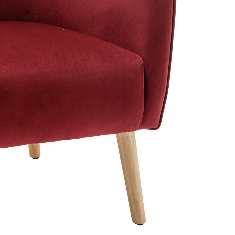 Fauteuil demi-tonneau Marzi, Velours rouge performance