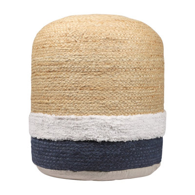 Anayelli Contemporary Hand-Made Jute/Cotton Upholstered Pouf by Highland Dunes