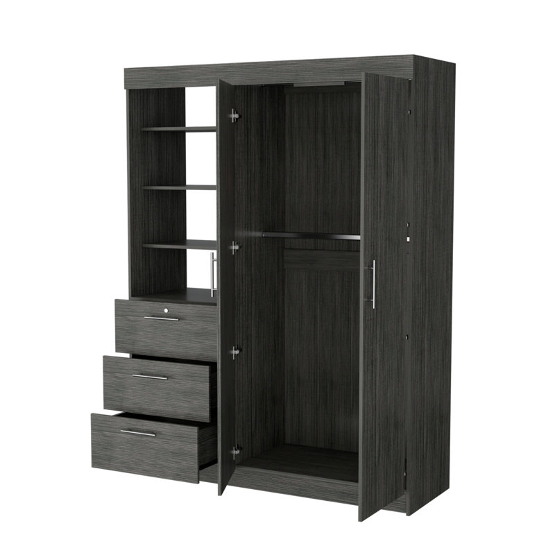  Commode combinée 59 po à trois tiroirs gris