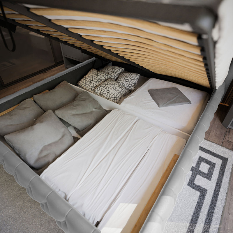 Breyton Upholstered Bed, Dark Grey, European Double