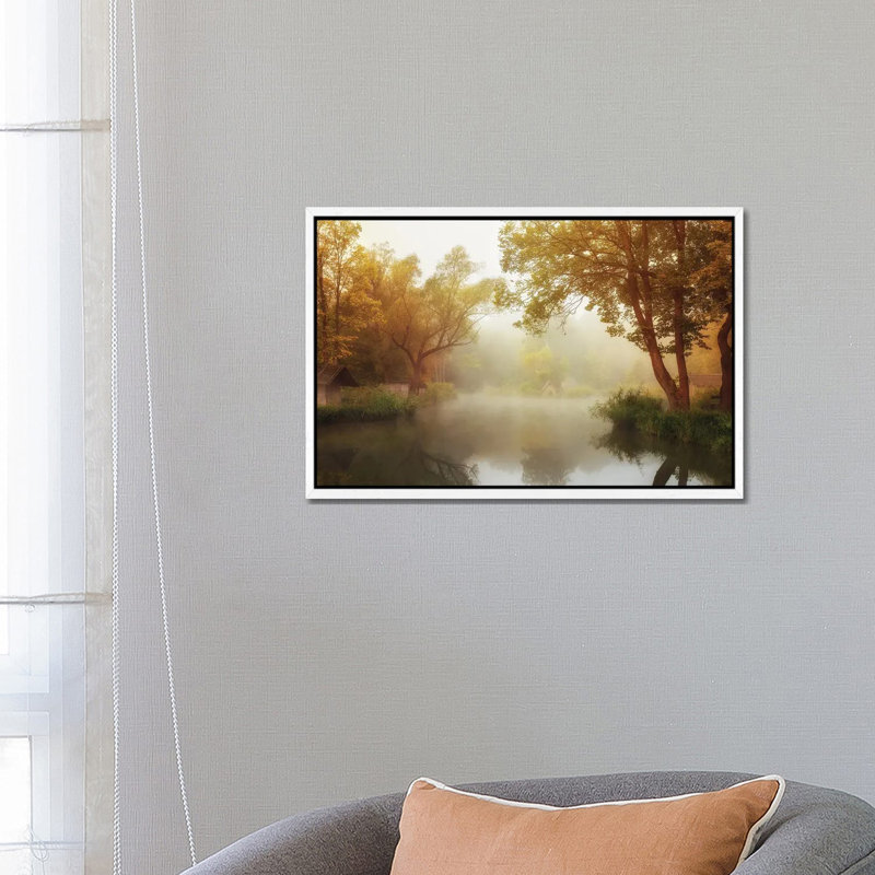 Foggy Autumn 1 Piece Floater Frame Wall Art on Canvas