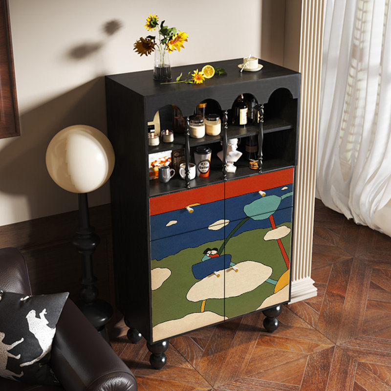 Armoire moderne et multifonctionnelle en bois, Noir