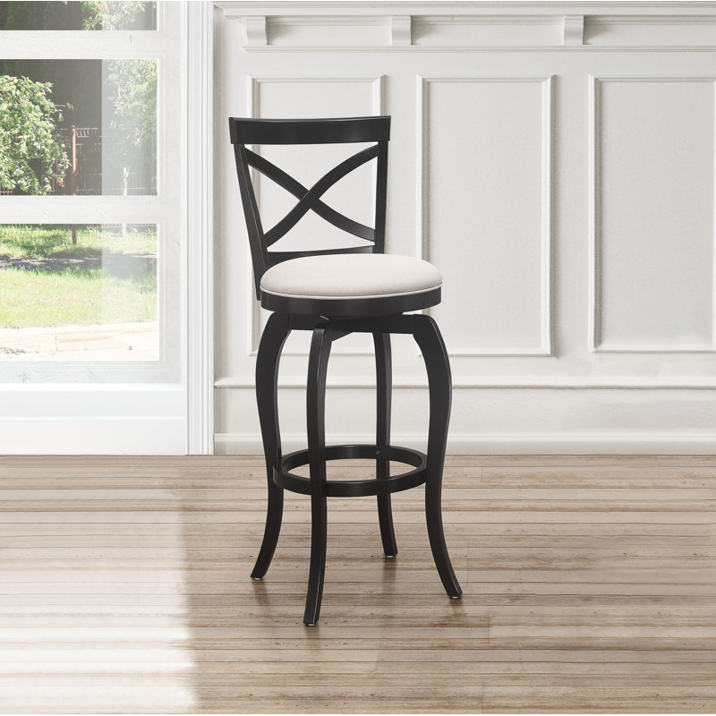 Tabouret de bar et de comptoir pivotant Brumback, Noir, Tabouret de bar (hauteur du siège 31,25 po)