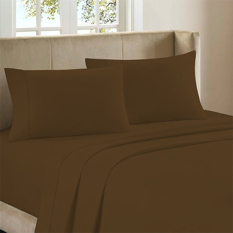 4 pièces: Ensemble de draps en microfibre de rayonne - ultra doux, respirant et infroissable, Chocolate