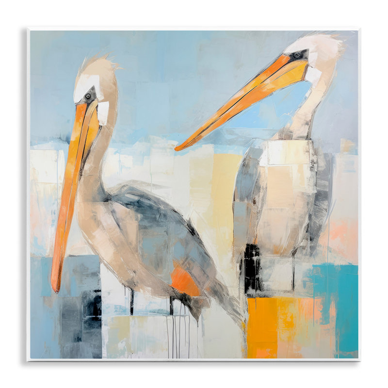 Pelicans Abstract Pattern Wall Plaque Art by Irena Orlov