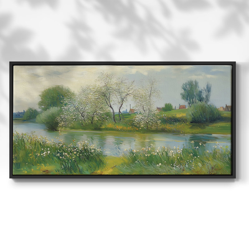 Botanical Series-CCII- Toile tendue avec châssis tendue, prête à être accrochée, H 25 po x l 49 po, Noir