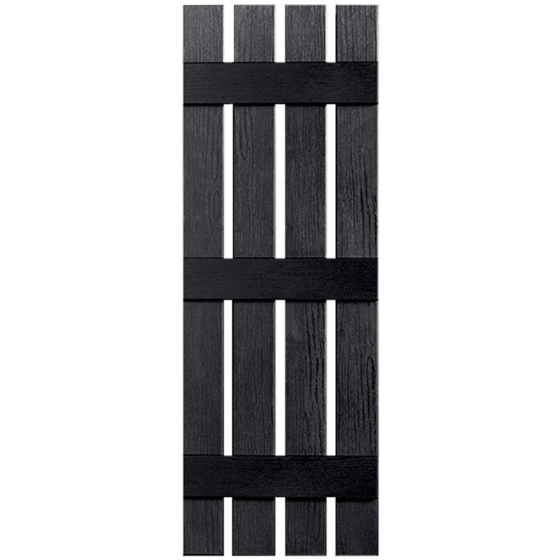 Paire de volets en vinyle à trois lattes et quatre planches ouvertes, Noir, 43 po