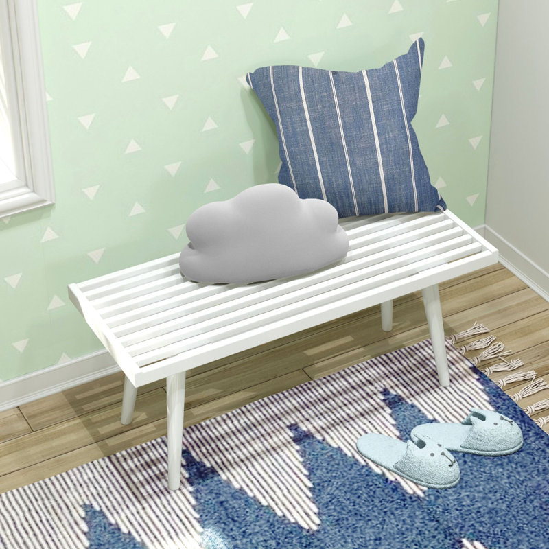 Banc en bois Levitus, Blanc, H 17,5 po x l 41,25 po x P 16,5 po