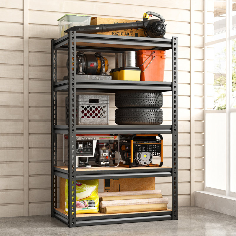 Étagères de rangement en métal Paltin H 60 po, étagère de rangement réglable à 5 niveaux pour garages, cuisines et entrepôts.