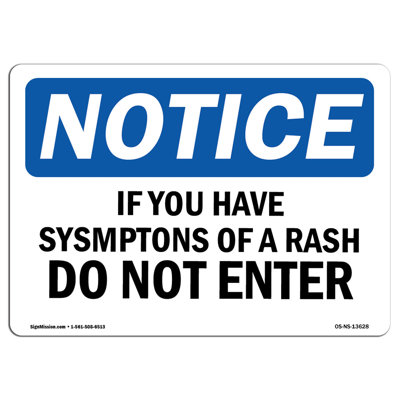 If You Have Symptoms of a Rash Do Not Enter Sign
