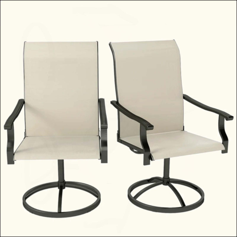 Ensemble de 2 chaises d'extérieur, chaises pivotantes, Noir / blanc