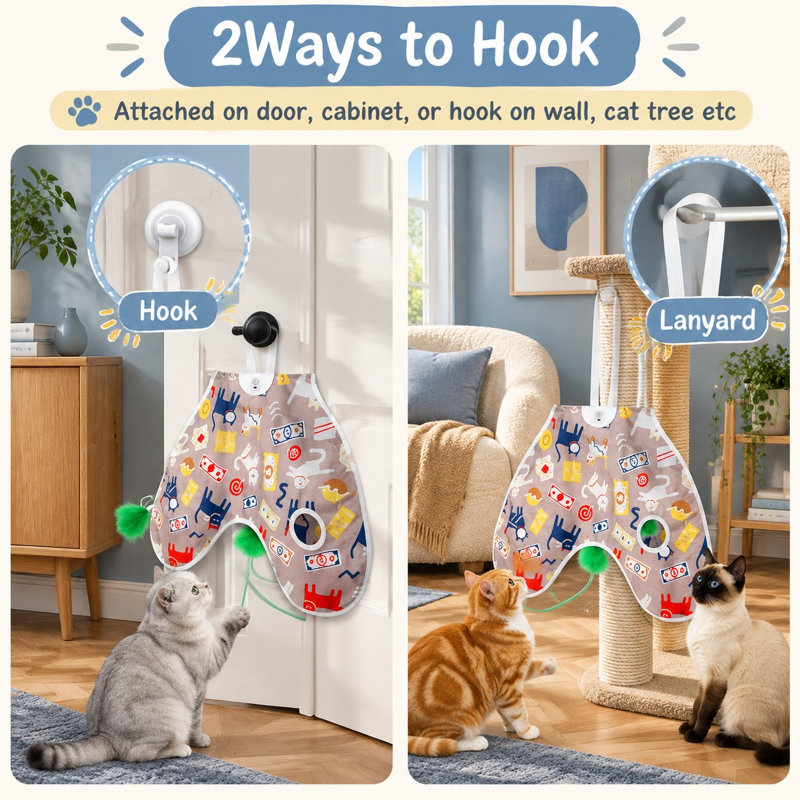 Jouet de chat mural à activation par mouvement avec plumes cachées mobiles et son couineur de souris réaliste