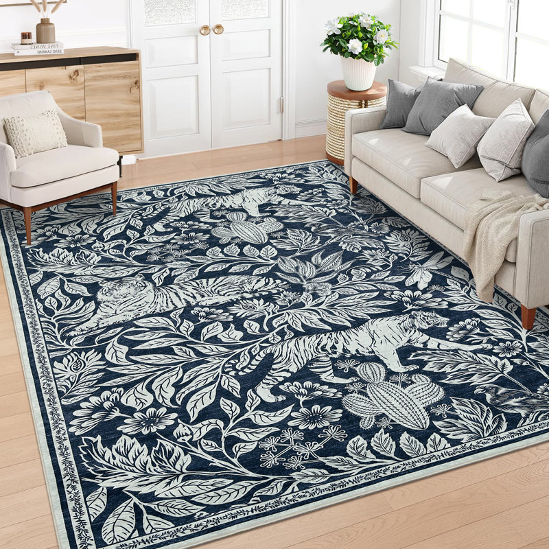 Animal Print Machine Washable Rug for Living Room Indoor Carpet for Home Decor Aesthetic Non-Slip Modern Rug for Bedroom Dining Room Office Nursery Playroom Teen Dorm