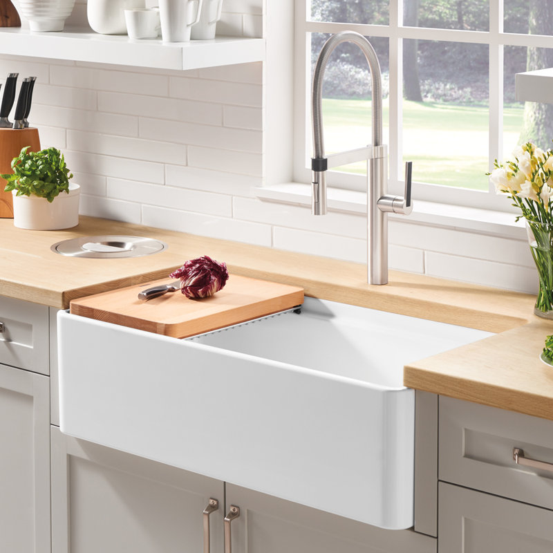 Profina 36" Single Bowl Apron-Front Fireclay Farmhouse Sink - White