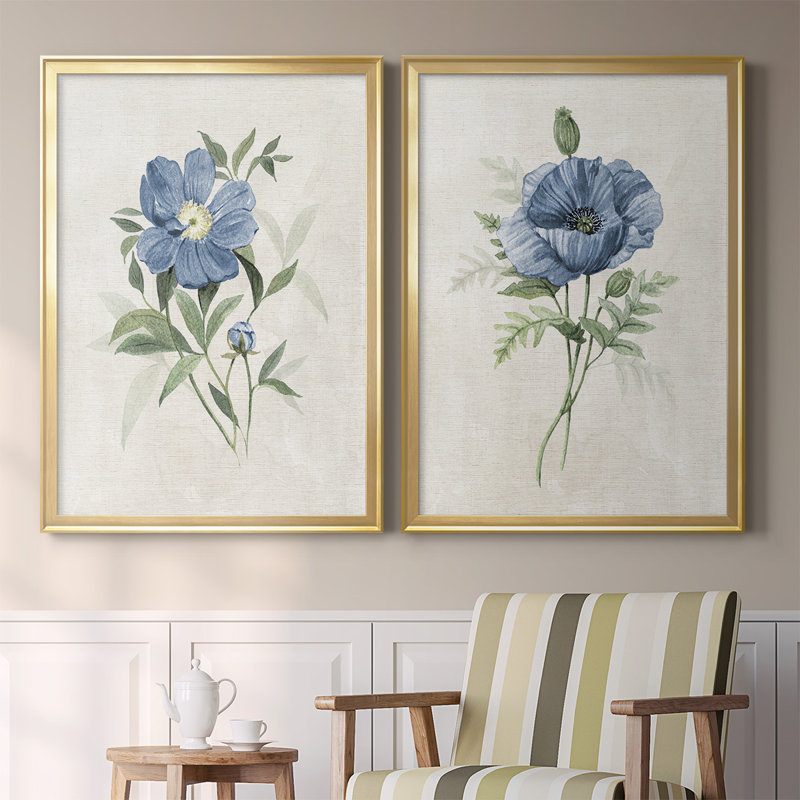 Toile encadrée Farmhouse Periwinkle III de qualité supérieure - prête à être accrochée, Or, H 36,5 po x l 53 po x P 1,25 po