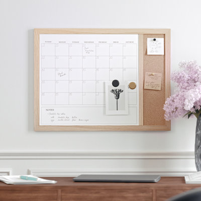 Thomas Martha Stewart Magnetic Dry Erase Monthly Calendar and Cork Board Combo with Included Marker, Magnets