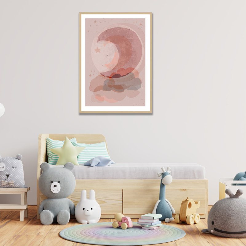 Pop Art & Retro Gentle Moon Framed Art, 16" H x 12" W x 1" D