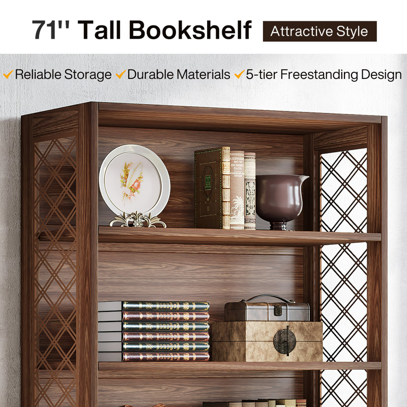 6-Tier Bookcase, Vintage Tall Bookcase