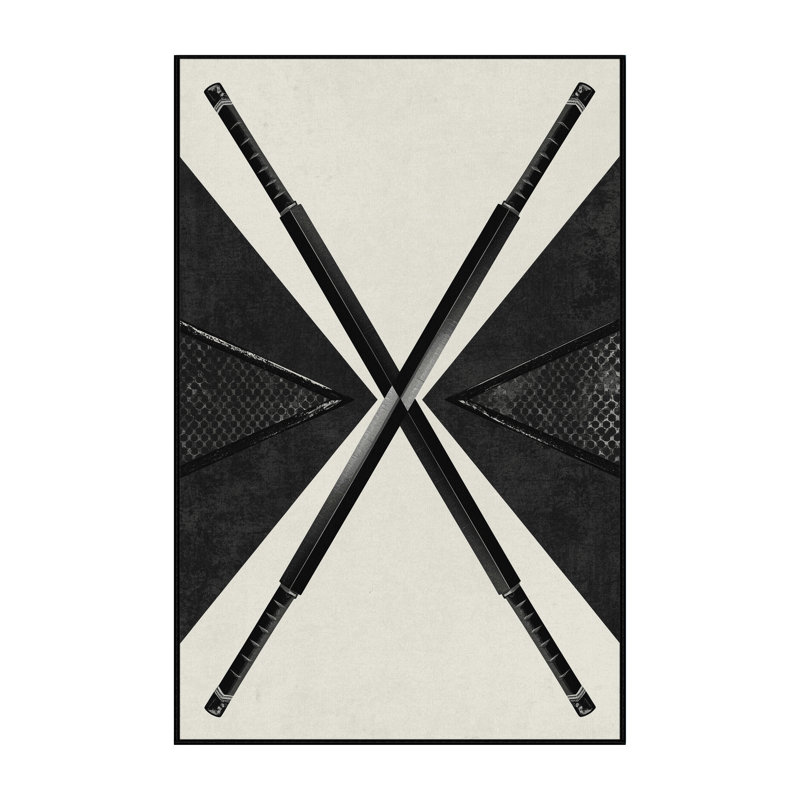 Soft Plush Dunmire Naginata Polearm Modern Geometric Area Rug in Beige – Black Binding, 4x6