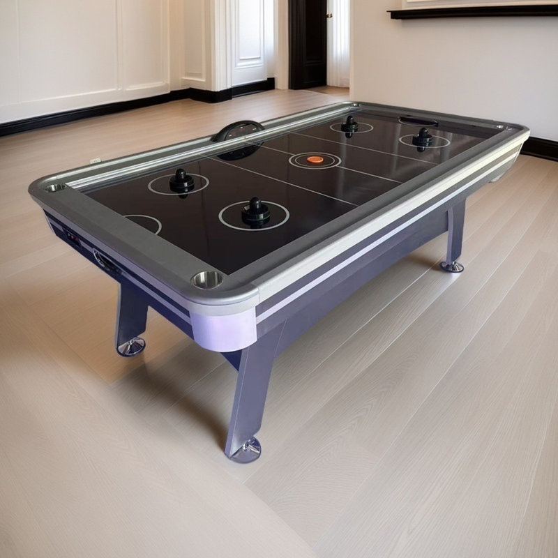 Black + Silver Rectangular Manufactured Wood Hockey Tables