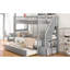 Lit superposé simple gris avec lit gigogne et rangement, matériau principal en bois de pin