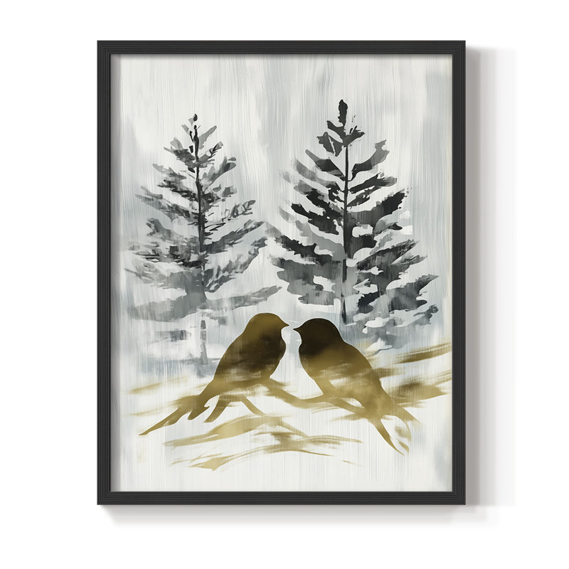 Reproduction encadrée - bois massif, H 11 po x l 9 po, Noir, noir, noir, noir