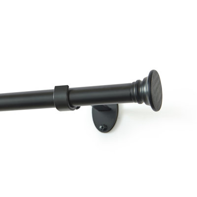 Gaillac Single Adjustable Curtain Rod with Disc Cap Finials