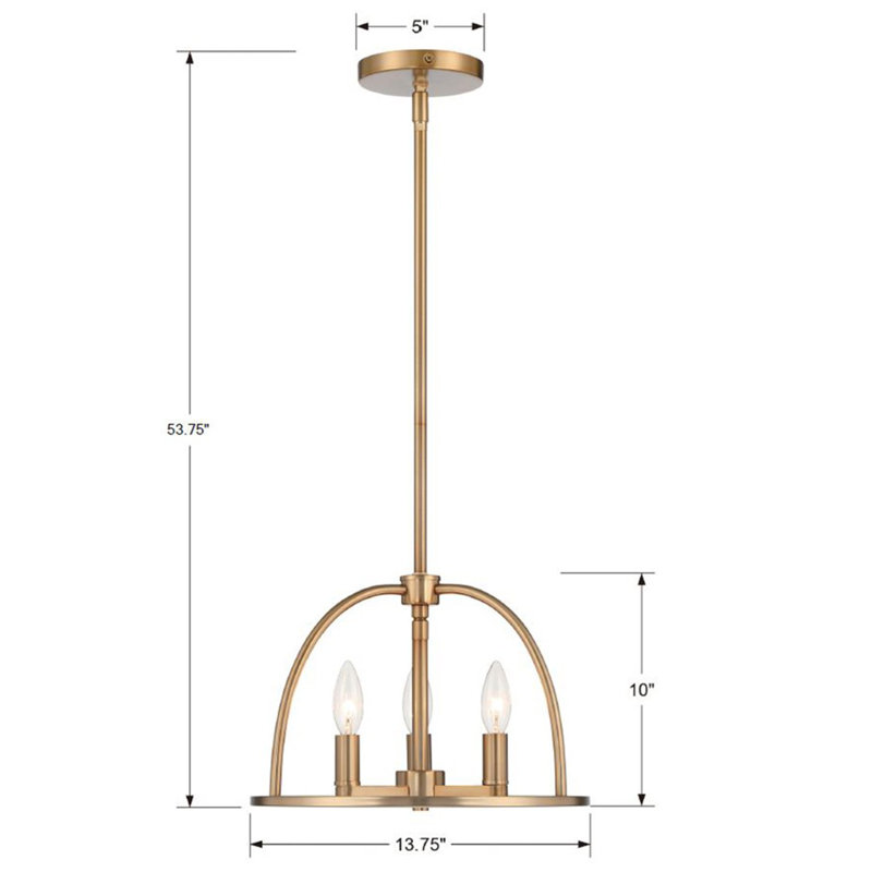 Addis 3 - Light Lantern Geometric Chandelier, Gold