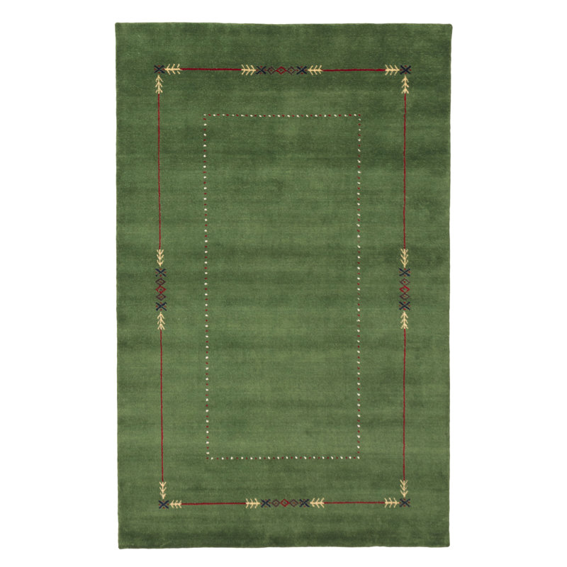 Tapis vert Kashkuli Gabbeh 4 pi 11 po x 7 pi 10 po