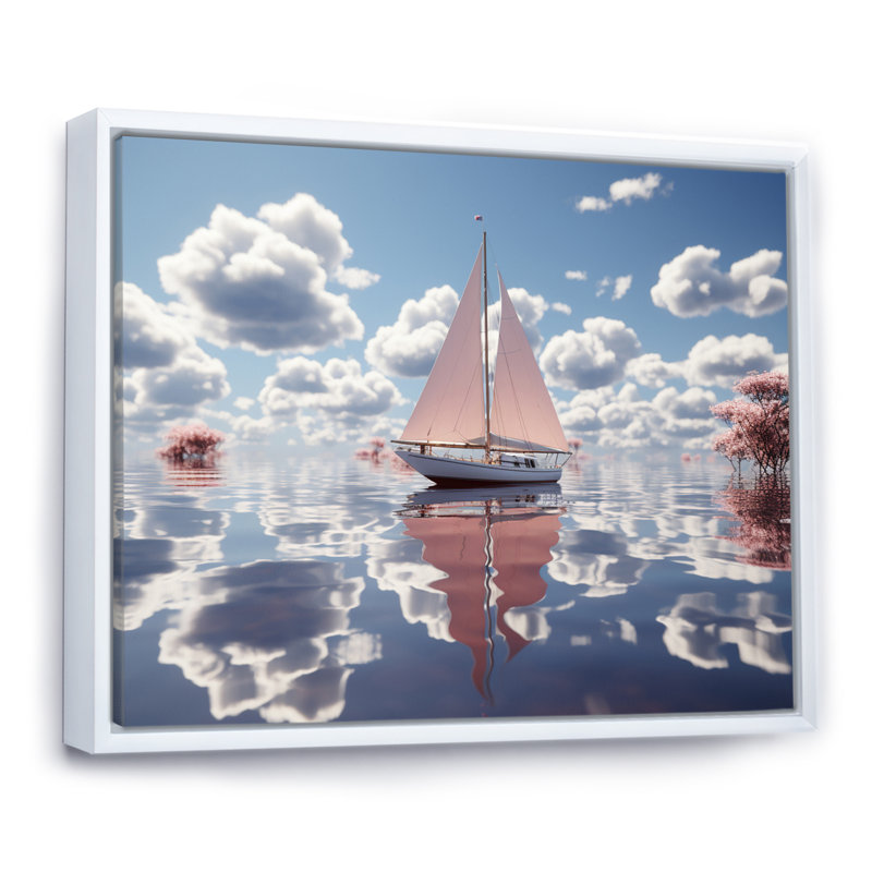 Ambyr sur toile, H 16 po x l 32 po x P 1 po, Cadre flottant blanc