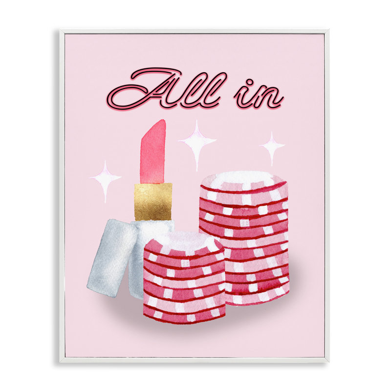 All In Poker Chips & Rouge à lèvres encadré, estampe numérique, design par Nina Jacobs, H 20 po x l 16 po
