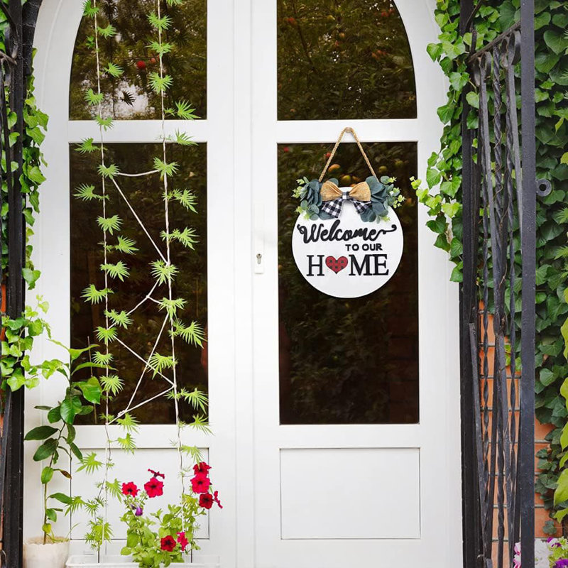 12 in. x 12 in. Seasonal Interchangeable Welcome Decor by Wooden Wall Art (White)