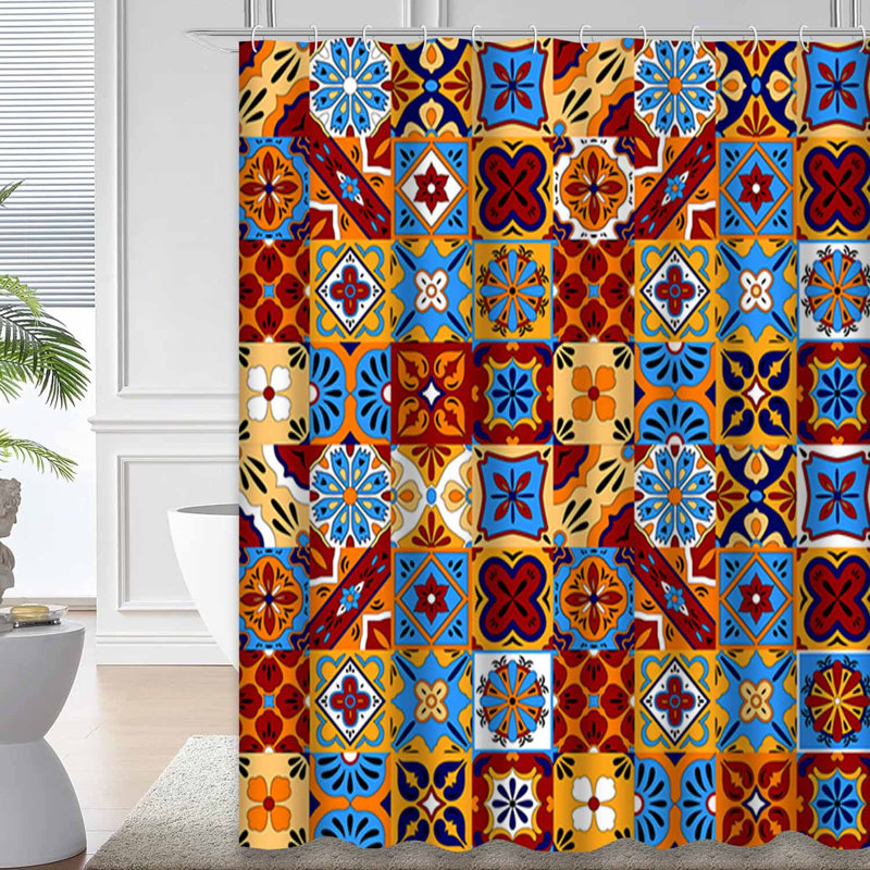 Rideau de douche mexicain avec 12 crochets, L 72 po x l 84 po