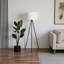 Lampe sur pied H 63 po Liese, métal noir et abat-jour ivoire / crème