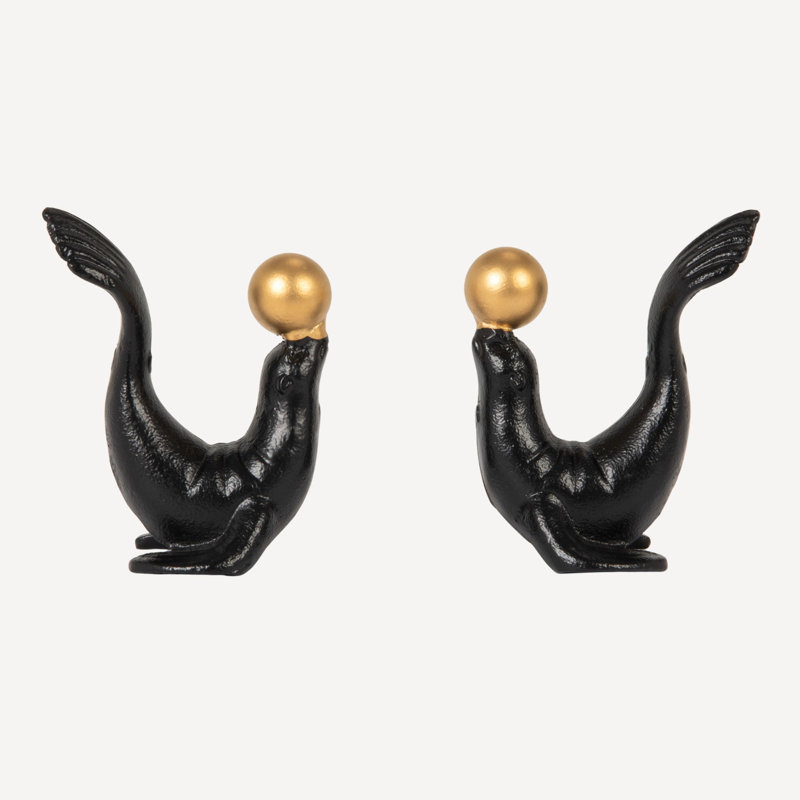Cast Iron Seal Bookends