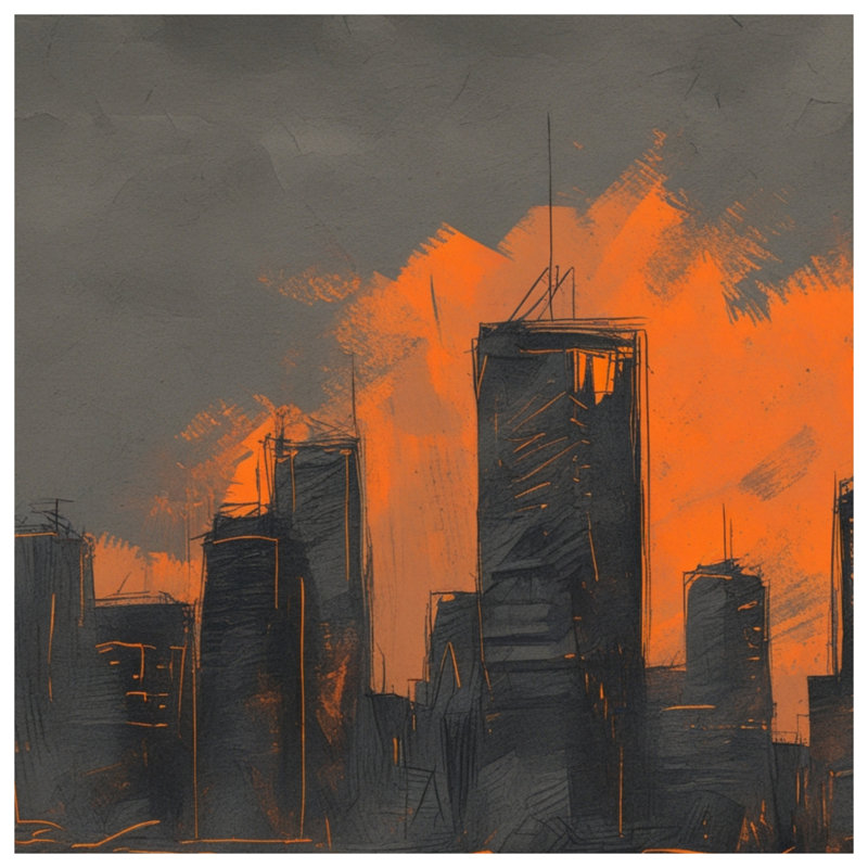 Couvertures orange City Skyline, 60 po L x 80 po H