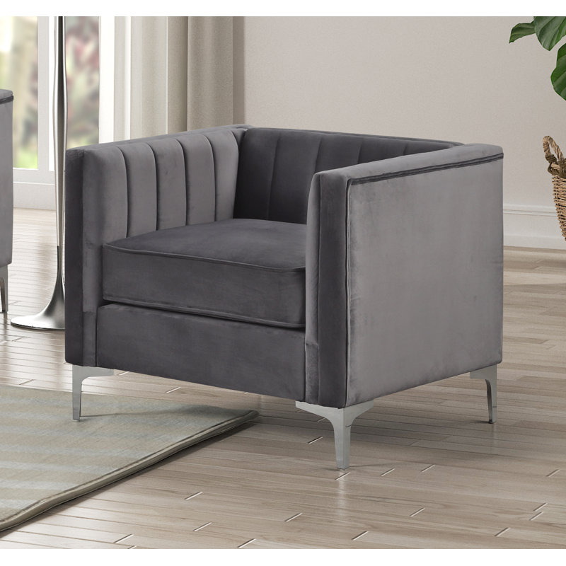 Louis Velvet Club Chair, Gray